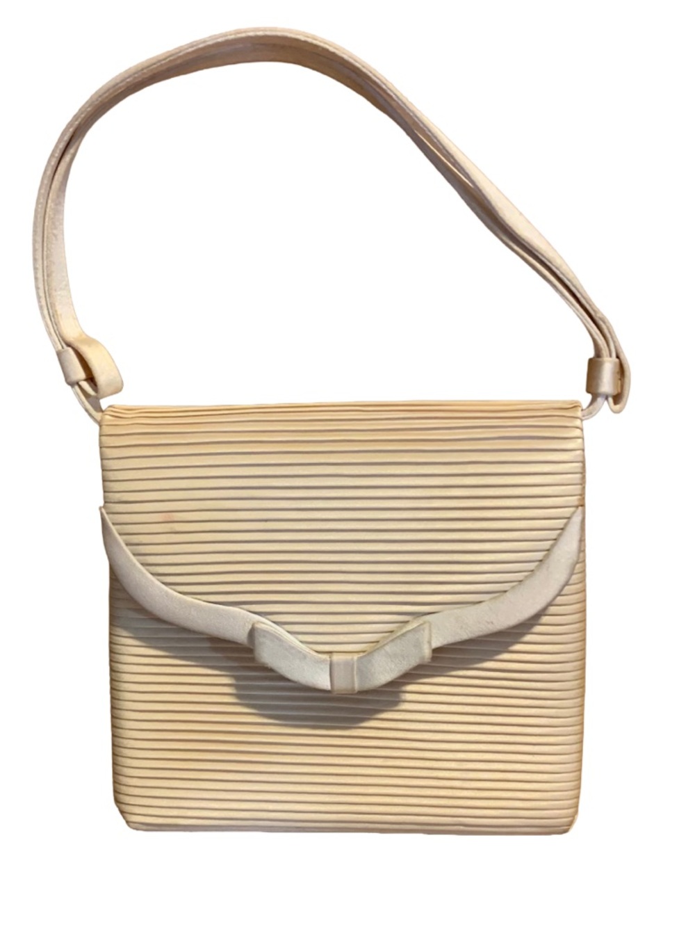 VINTAGE 1960'S MAGID CREAM SATIN EVENING BAG WITH BOW